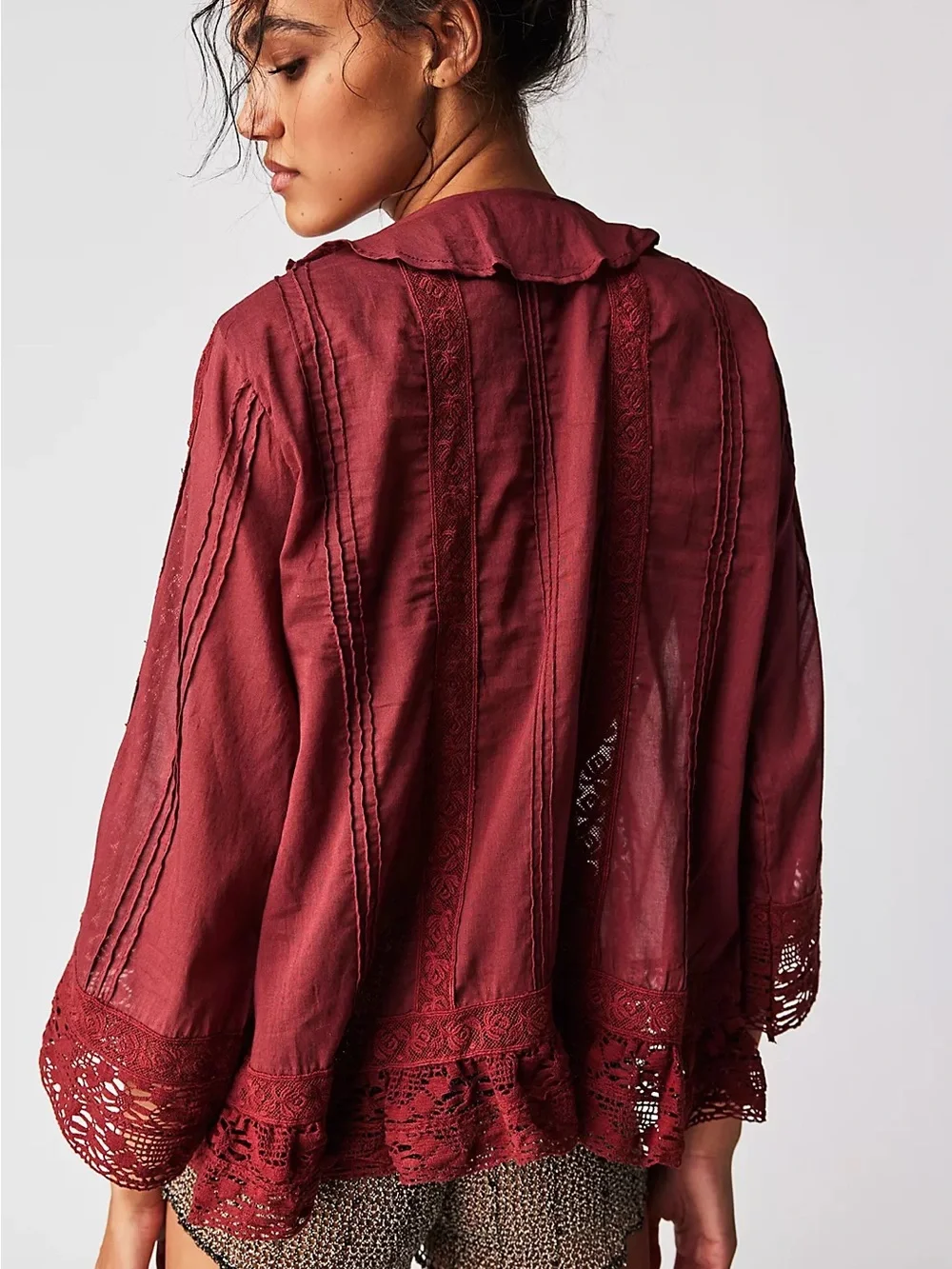 Free People Chante Ruffle top blouse S - Picture 2 of 5